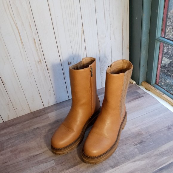 Sam & Libby Tan Womens Scarlett Sweater Heeled Chelsea Bootie Size 7.5 - Picture 2 of 6